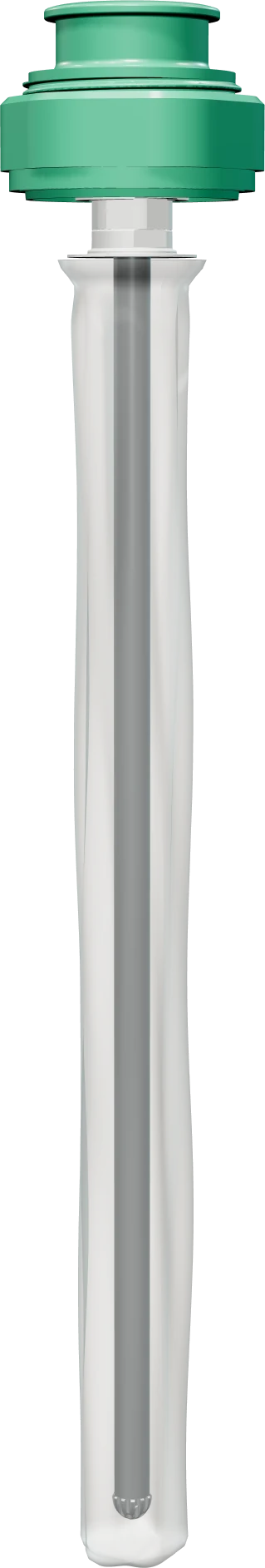 Loopkeg valve with the bag ring screwed underneath, the spear and the empty inner bag around it
